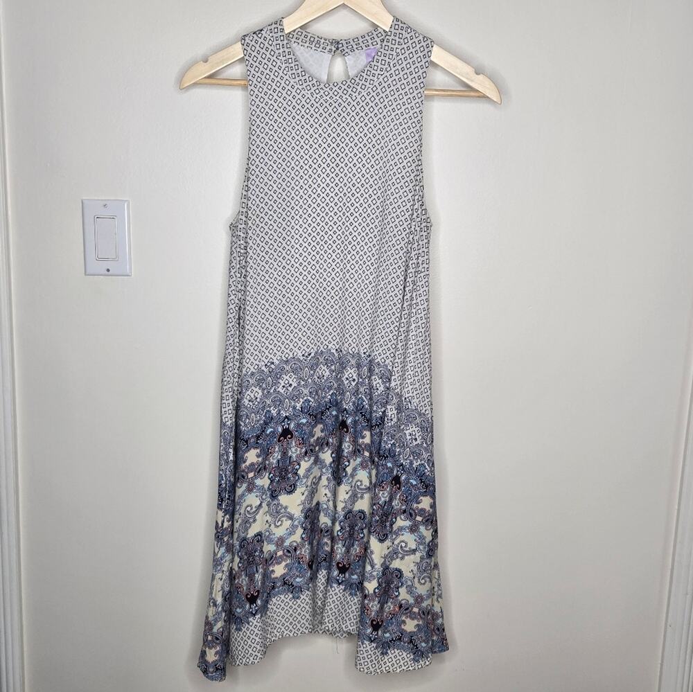 AYLA Sleeveless Ornately Patterned A-line Summer Dress w/ Pockets Size M